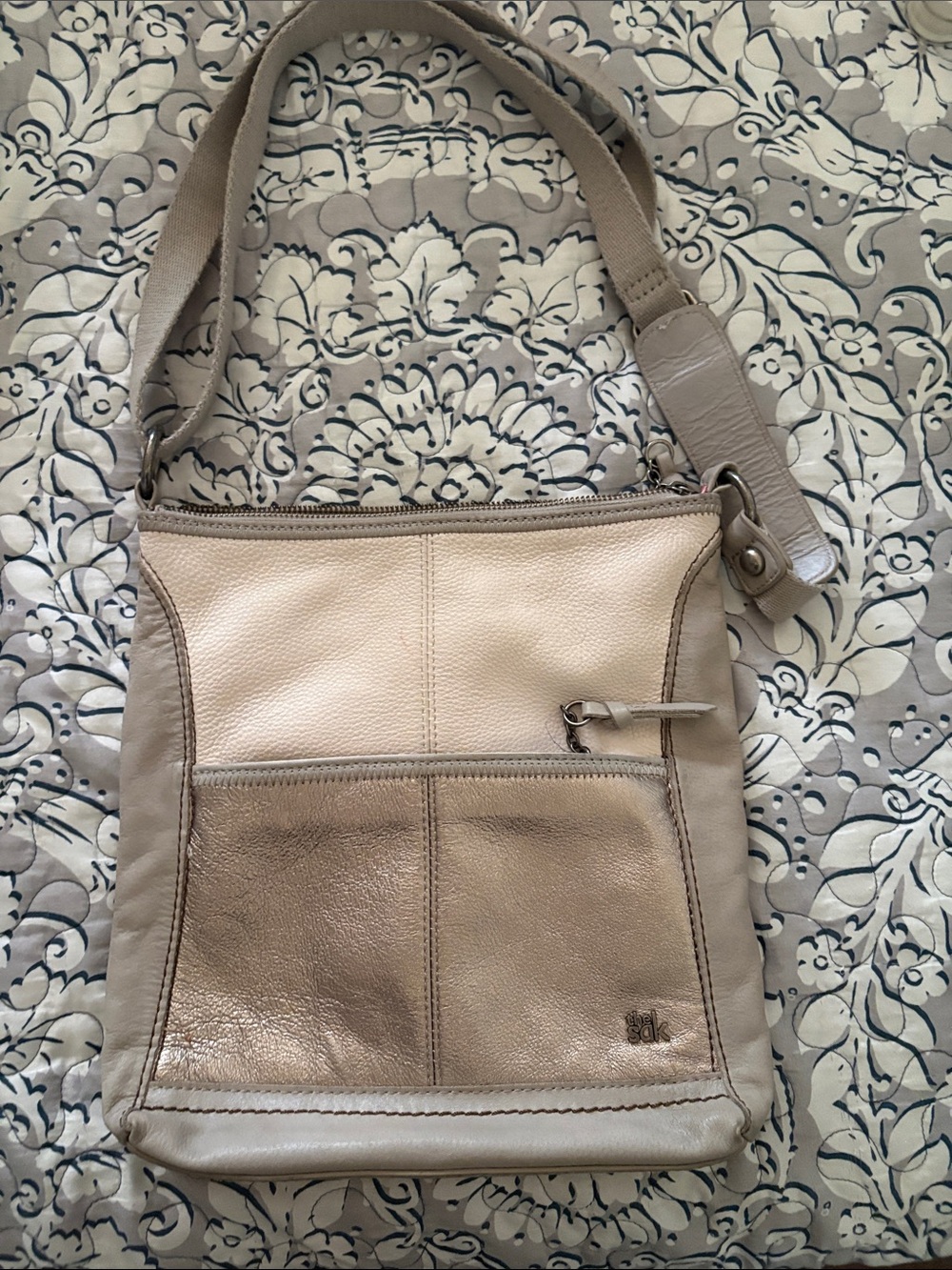 The Sak Crossbody Bag in Taupe and Cream